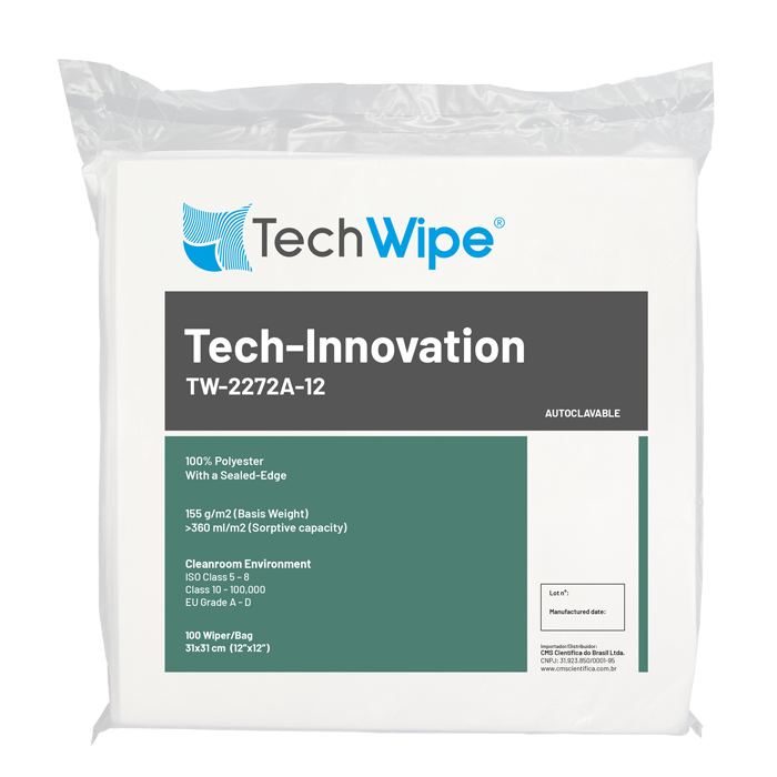 Pano para Sala Limpa Tech-Innovation TW-2272A-12 - 31x31cm 100% Poliéster