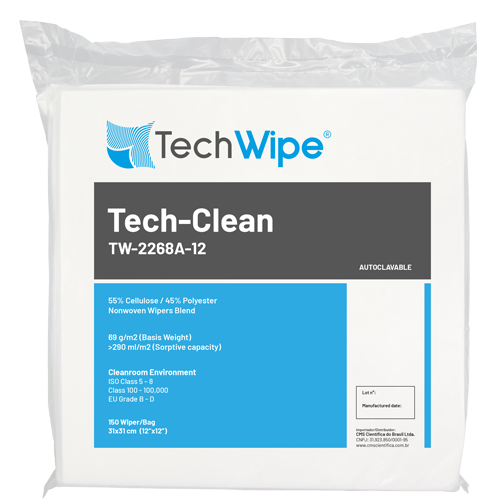 é feito de 45% poliéster / 55% celulose não tecido, 69 g/m² (peso básico) / >290 ml/m² (capacidade de absorção).